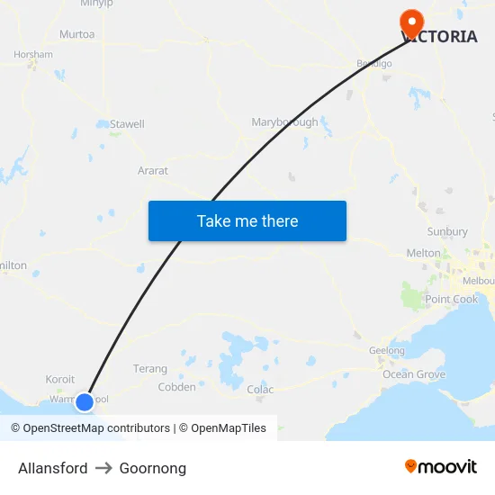 Allansford to Goornong map