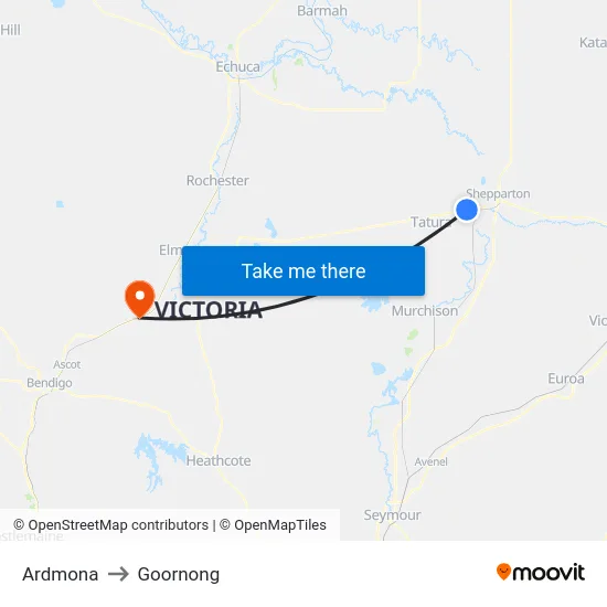 Ardmona to Goornong map