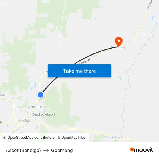 Ascot (Bendigo) to Goornong map