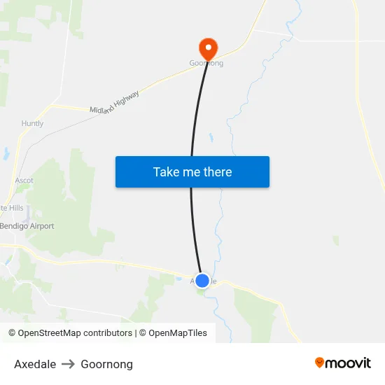 Axedale to Goornong map