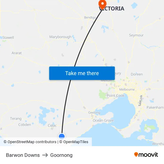 Barwon Downs to Goornong map
