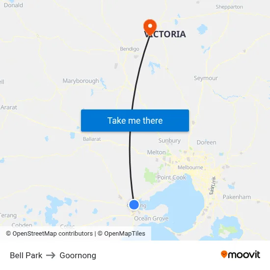 Bell Park to Goornong map