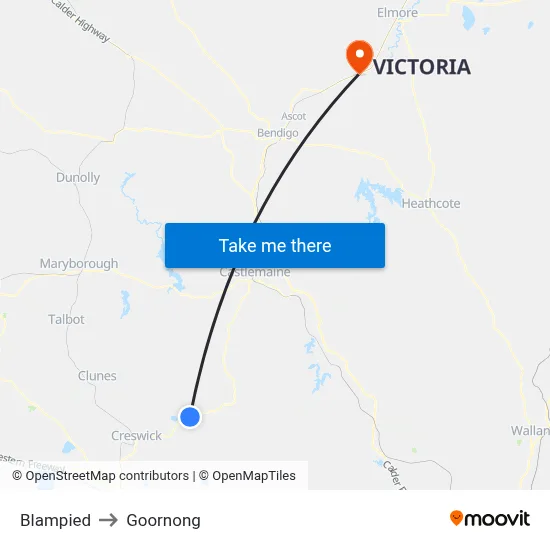 Blampied to Goornong map