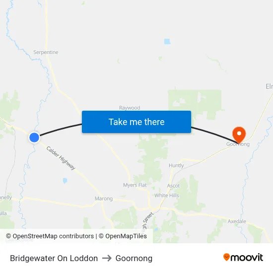 Bridgewater On Loddon to Goornong map