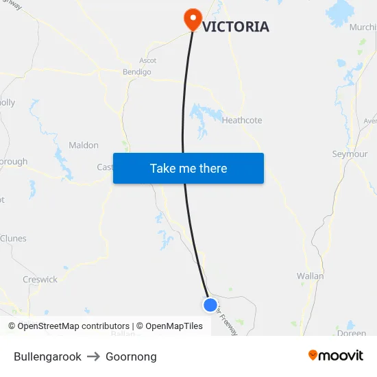 Bullengarook to Goornong map