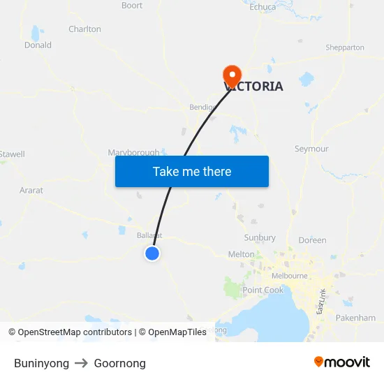 Buninyong to Goornong map