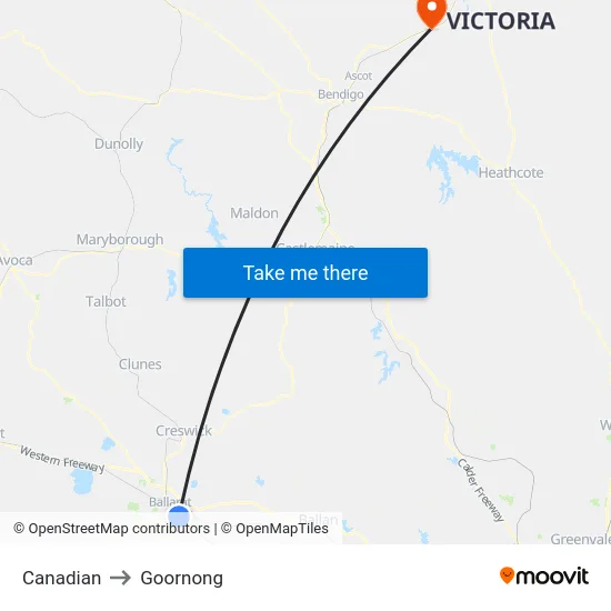 Canadian to Goornong map