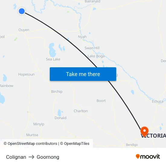 Colignan to Goornong map