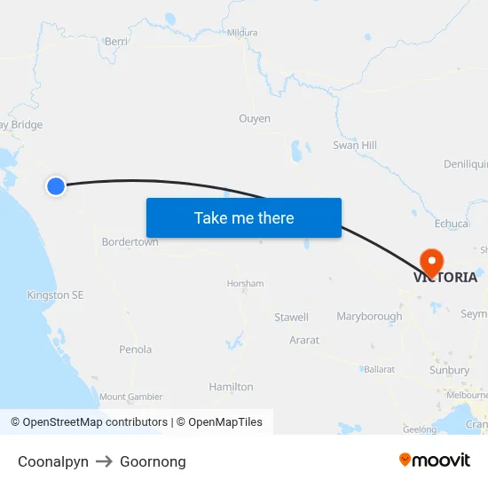 Coonalpyn to Goornong map