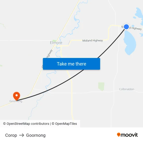 Corop to Goornong map