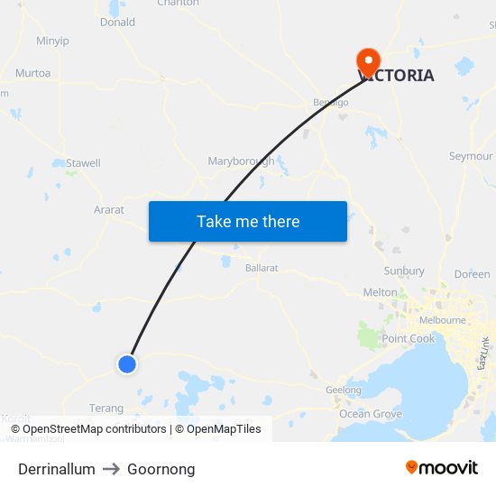 Derrinallum to Goornong map