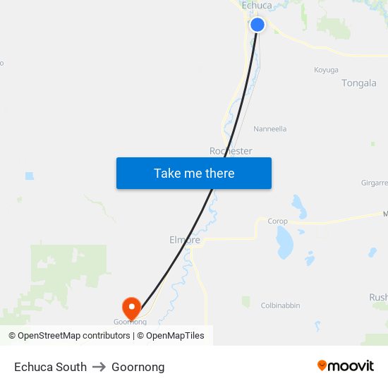 Echuca South to Goornong map