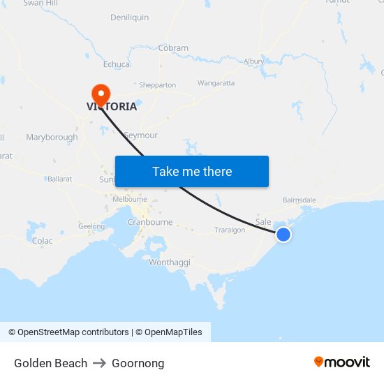 Golden Beach to Goornong map