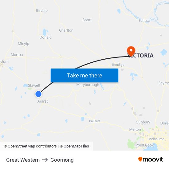 Great Western to Goornong map