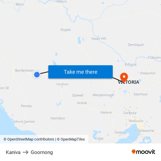 Kaniva to Goornong map