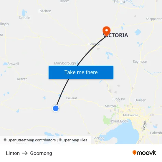 Linton to Goornong map