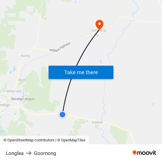 Longlea to Goornong map