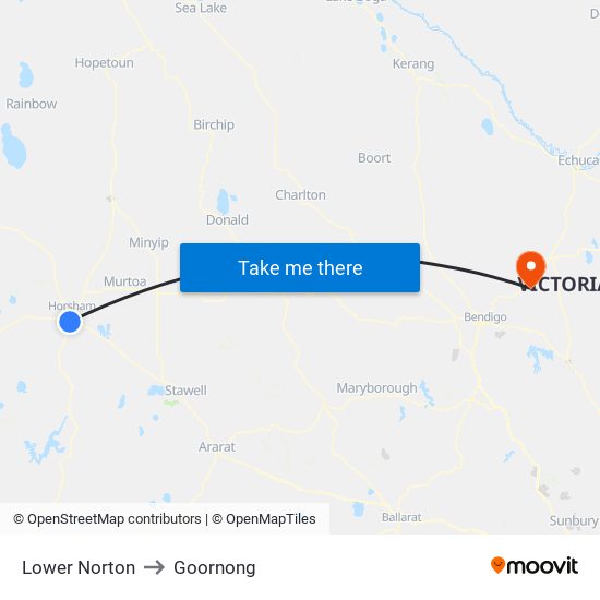 Lower Norton to Goornong map