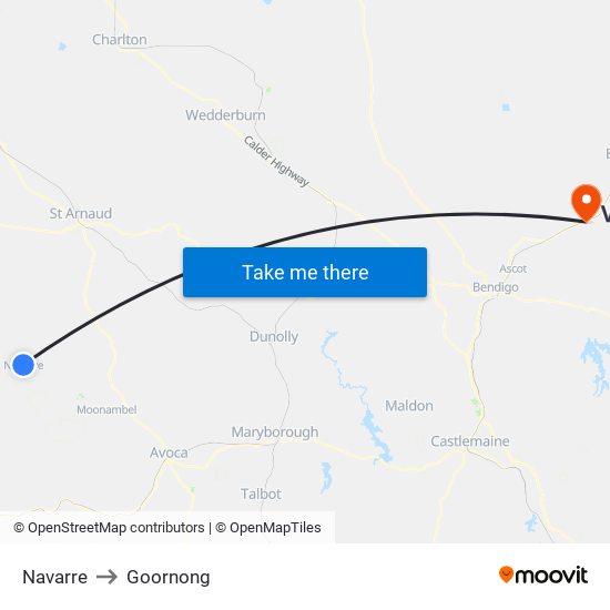Navarre to Goornong map