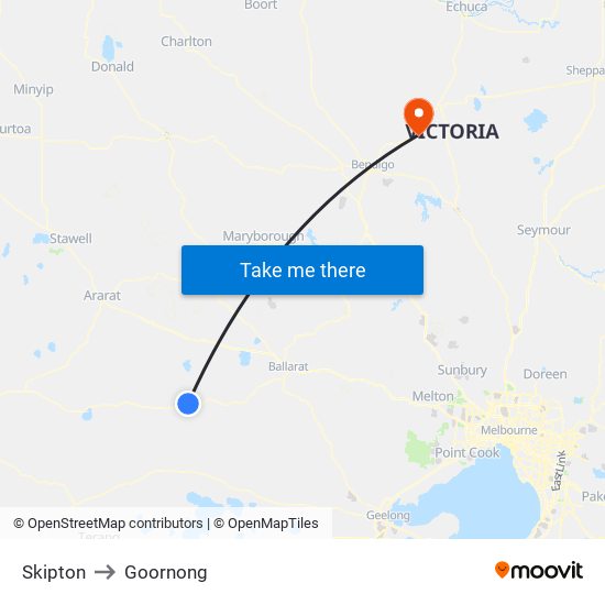 Skipton to Goornong map