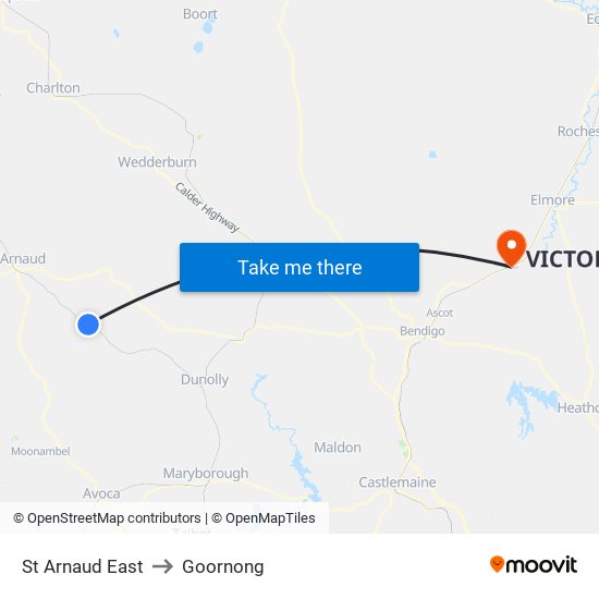 St Arnaud East to Goornong map