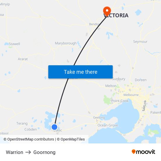 Warrion to Goornong map