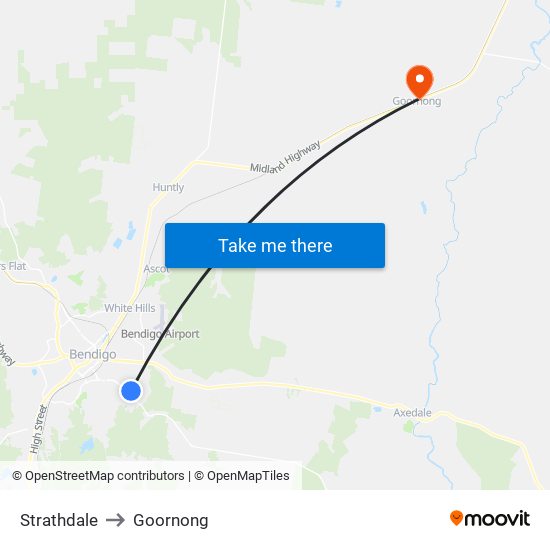 Strathdale to Goornong map