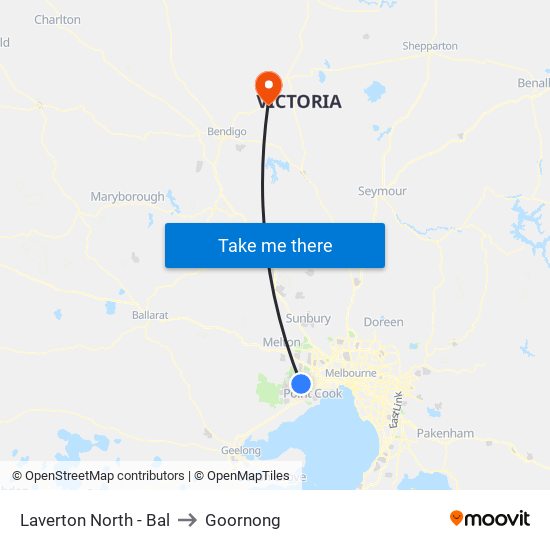 Laverton North - Bal to Goornong map