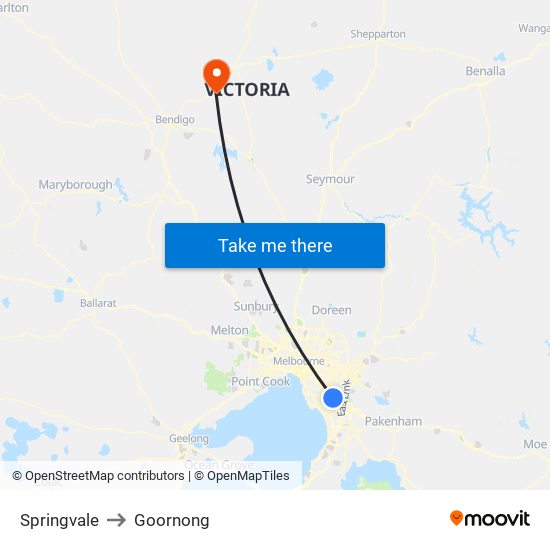 Springvale to Goornong map