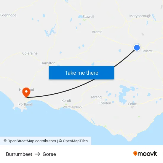 Burrumbeet to Gorae map