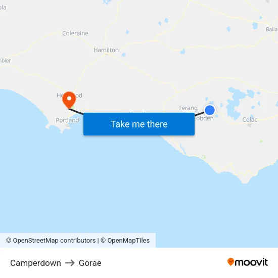 Camperdown to Gorae map