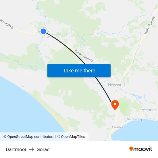 Dartmoor to Gorae map