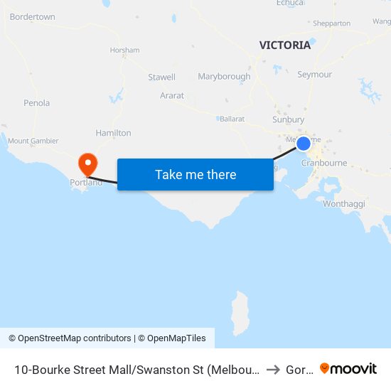 10-Bourke Street Mall/Swanston St (Melbourne City) to Gorae map