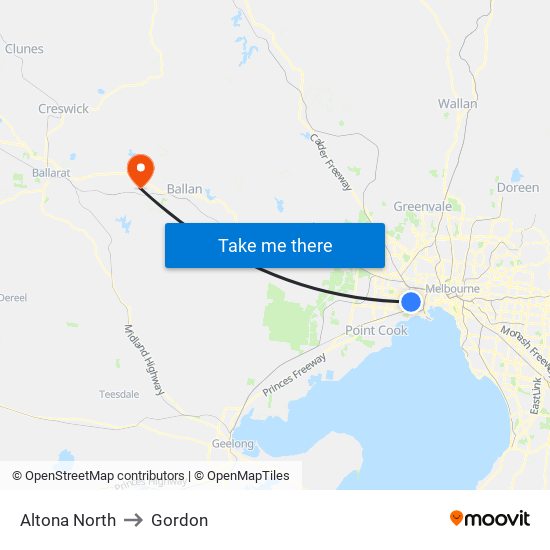 Altona North to Gordon map