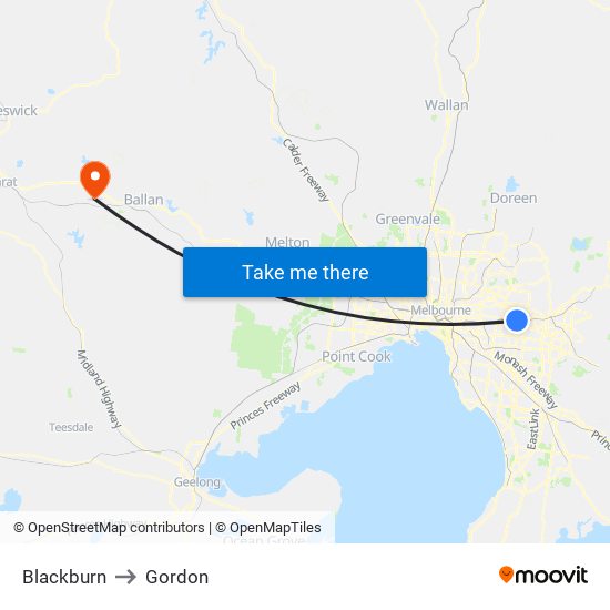 Blackburn to Gordon map