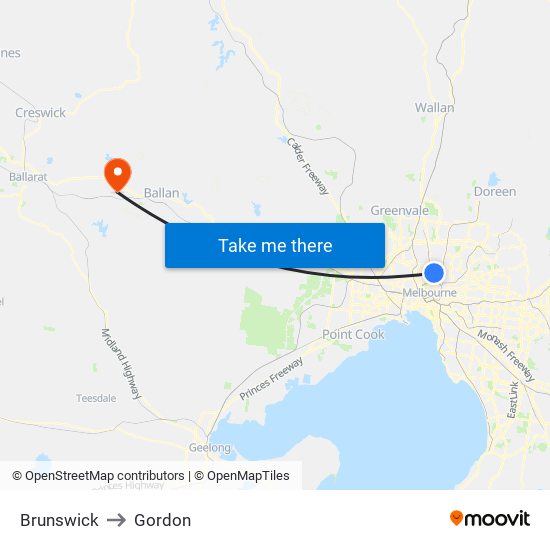 Brunswick to Gordon map