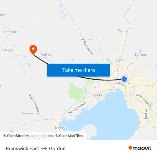 Brunswick East to Gordon map