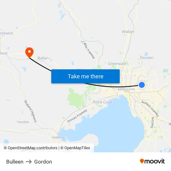 Bulleen to Gordon map