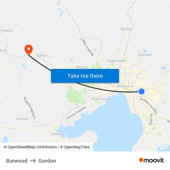 Burwood to Gordon map