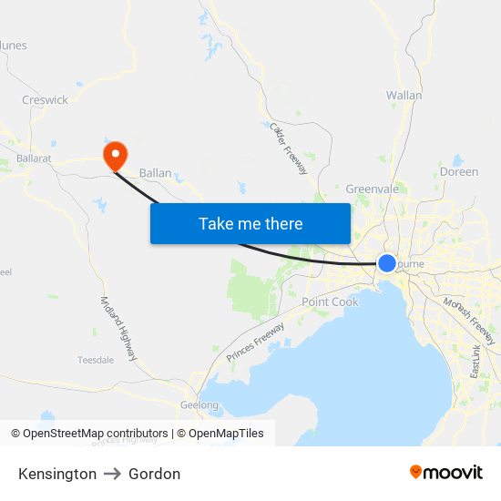 Kensington to Gordon map