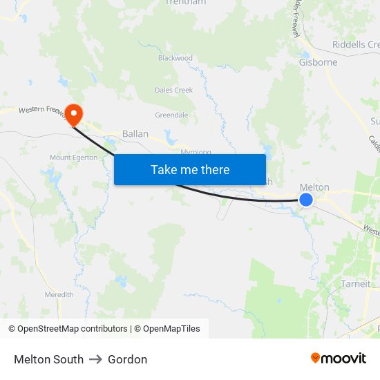 Melton South to Gordon map