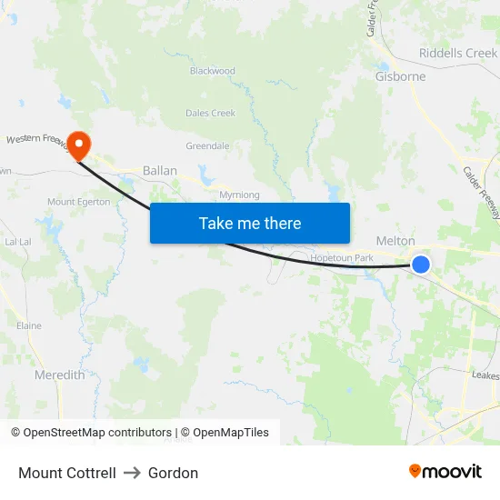 Mount Cottrell to Gordon map