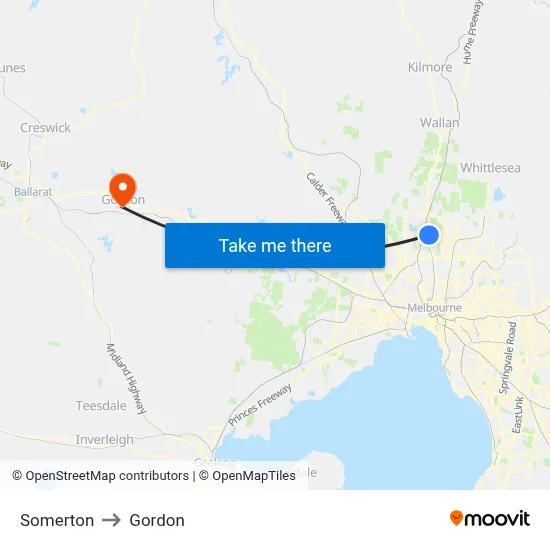 Somerton to Gordon map