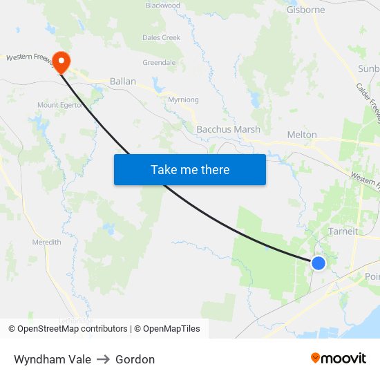 Wyndham Vale to Gordon map