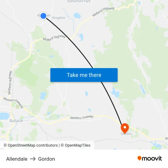 Allendale to Gordon map