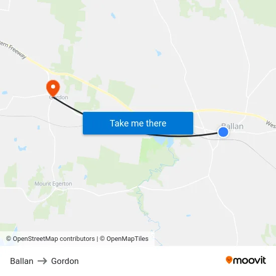 Ballan to Gordon map