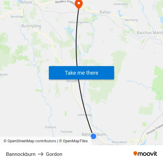 Bannockburn to Gordon map