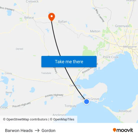 Barwon Heads to Gordon map