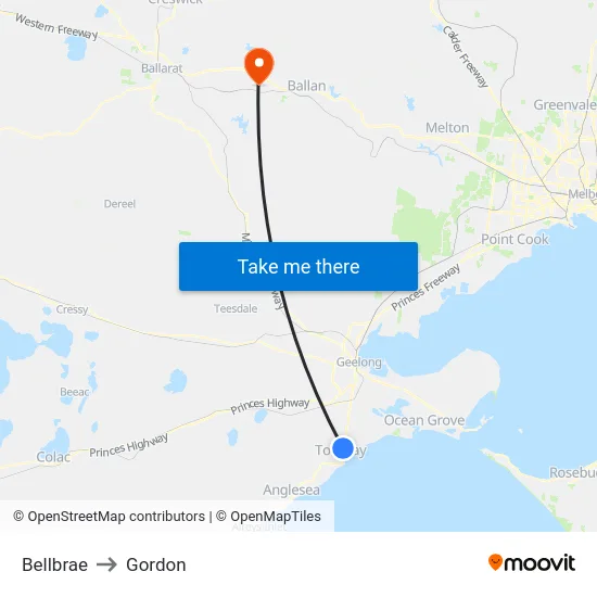 Bellbrae to Gordon map