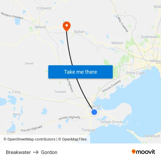 Breakwater to Gordon map